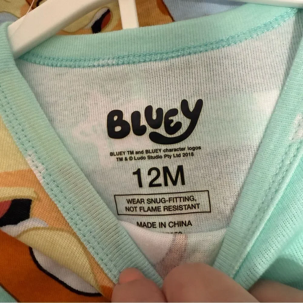Bluey Disney Toddler 2pc Snug Fit Bluey Cotton Pajama Set - 12 Months, Blue NWT